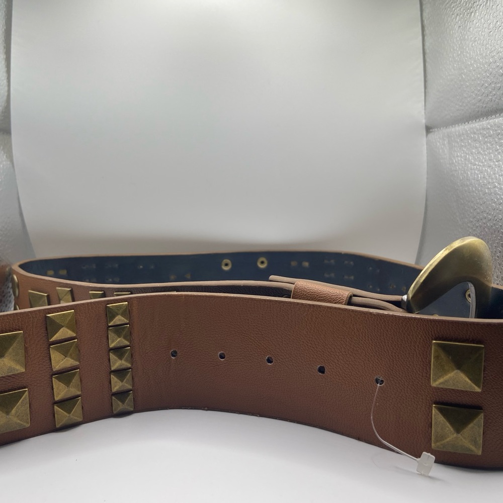 Brown Brass Studded Belt - Picture 10 of 13